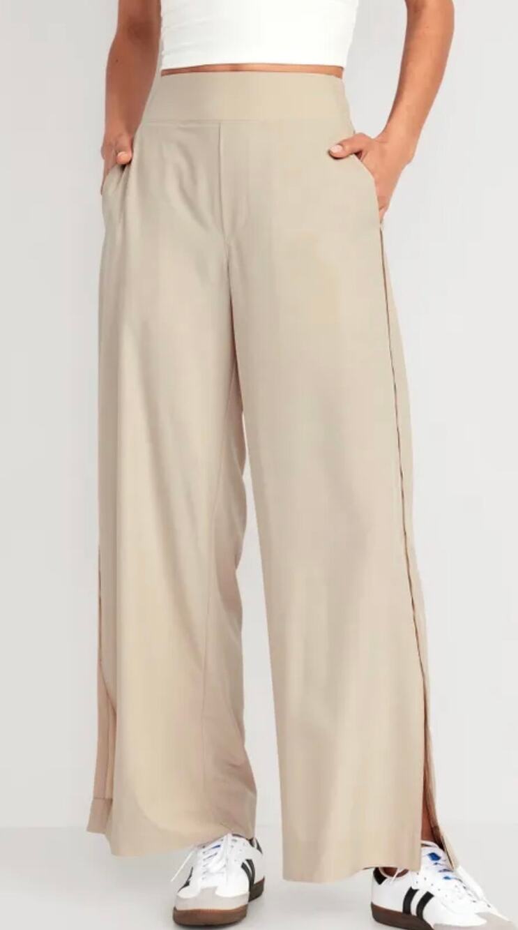 Old Navy StretchTech High-Waist Wide-Leg Split Pants 3X NWT Stone Quick-Dry